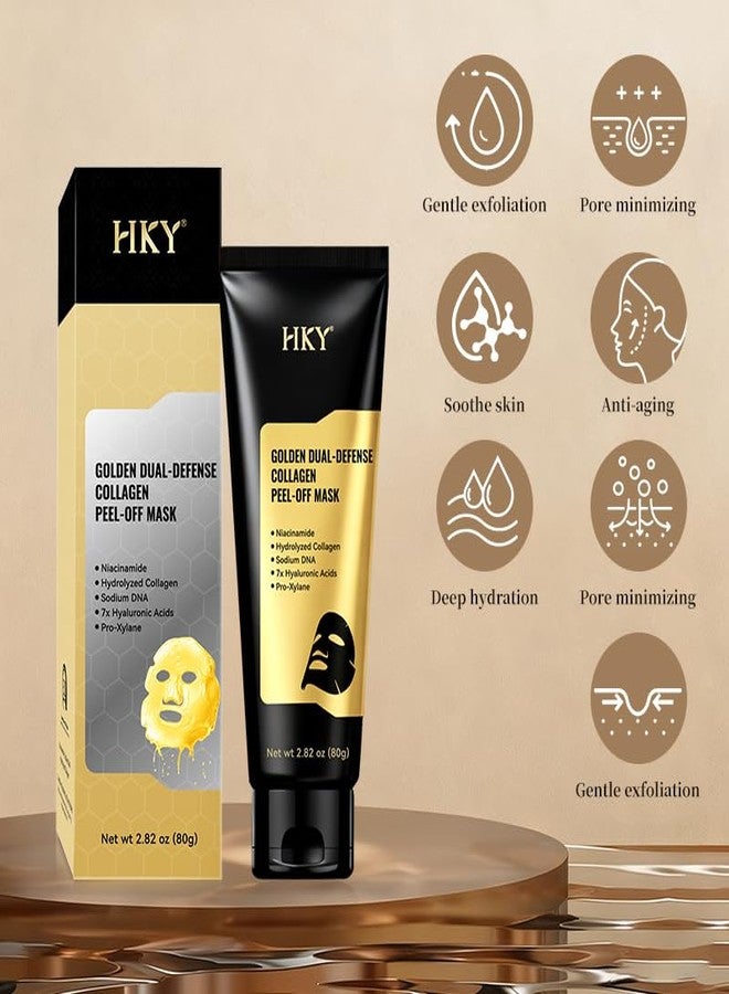 HKY Golden Collagen Night Wrapping Mask - Peel Off Facial Mask with PDRN (Sodium DNA), Pro-Xylane & Niacinamide - Pore Tightening & Firming Glass Skin Care - Hydrating 7x Hyaluronic Acid - Image 3